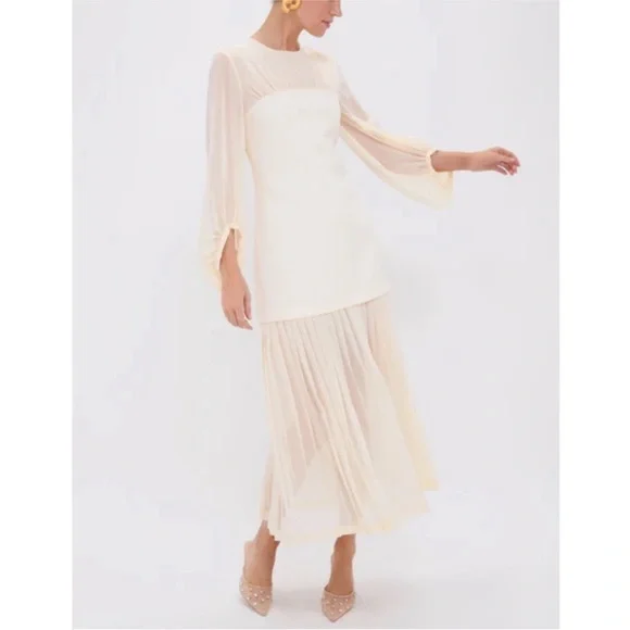 belted dress for ladies Maison Tara Satin Maxi Dress